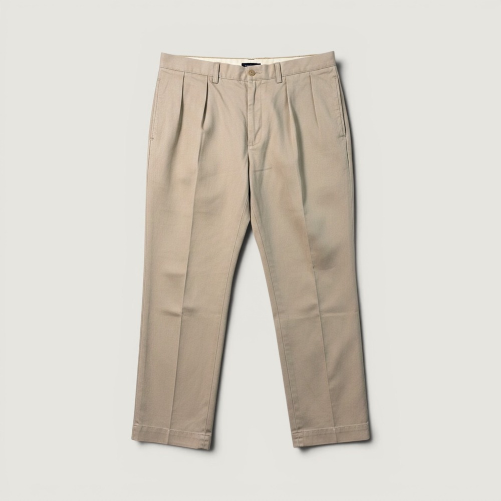 Polo Ralph Lauren Ethan Pant Mens 36x30 Khaki Tan Pleated Cotton Chino Trousers